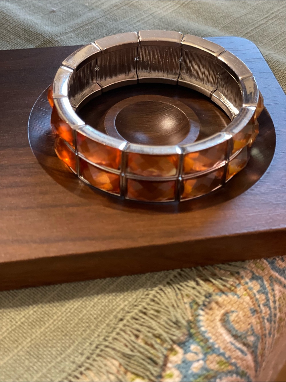 Polished Amber Sunstone Stretch Bracelet